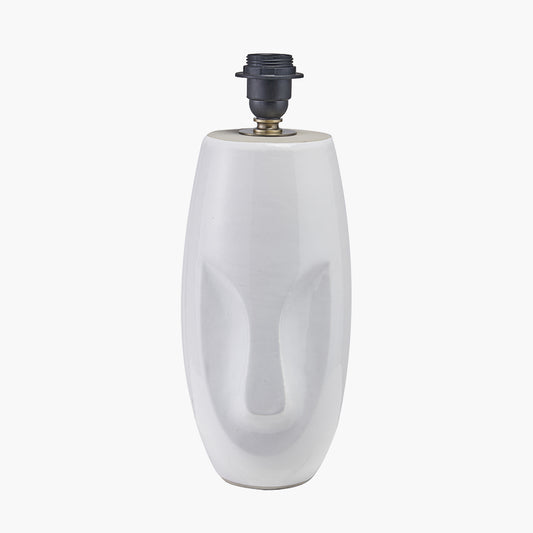 Visage White Face Design Small Stoneware Table Lamp Base with Henry 35cm Taupe Handloom Cylinder Lampshade