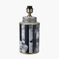 Fenella Black and White Photographic Design Table Lamp Base with Zara 40cm Black Silk Cylinder Lampshade