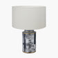 Fenella Black and White Photographic Design Table Lamp Base with Henry 35cm White Handloom Cylinder Lampshade