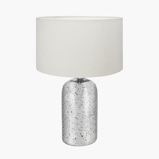 Ophelia Mercurial Glass Table Lamp Base with Henry 40cm White Handloom Cylinder Lampshade