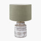 Paihia White Wash Wood Textured Short Table Lamp Base with Edward 30cm Pistachio Green Linen Cylinder Lampshade