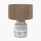 Paihia White Wash Wood Textured Short Table Lamp Base with Issa Natural Rope 30cm Cylinder Lampshade