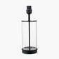 Westwood Clear Glass and Black Metal Table Lamp Base with Harry 35cm Black Cotton Mix Cylinder Lampshade
