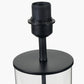 Westwood Clear Glass and Black Metal Table Lamp Base with Stellan 30cm Green Slubbed Silk Mix Gold Lined Cylinder Lampshade
