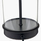 Westwood Clear Glass and Black Metal Table Lamp Base with Stellan 30cm Green Slubbed Silk Mix Gold Lined Cylinder Lampshade
