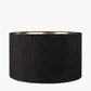 Oskar Black and White Chevron Hand Painted Metal Table Lamp Base with Stellan 40cm Black Slubbed Silk Mix Gold Lined Cylinder Lampshade
