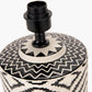Chirala Black and White Ikat Ceramic Table Lamp Base with Bow 35cm Raspberry Velvet Cylinder Lampshade