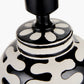 Elkorn Black and White Tall Coral Ceramic Table Lamp Base with Bow 35cm Forest Green Velvet Cylinder Lampshade