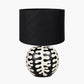 Elkorn Black and White Coral Ceramic Table Lamp Base with Lino 30cm Black Self Lined Linen Cylinder Lampshade