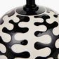 Elkorn Black and White Coral Ceramic Table Lamp Base with Lino 30cm Black Self Lined Linen Cylinder Lampshade