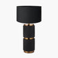 Alnico Black and Brass Metal Textured Table Lamp Base with Harry 35cm Black Cotton Mix Cylinder Lampshade