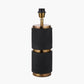 Alnico Black and Brass Metal Textured Table Lamp Base with Harry 35cm Black Cotton Mix Cylinder Lampshade
