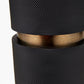 Alnico Black and Brass Metal Textured Table Lamp Base with Stellan 35cm Black Slubbed  Silk Mix Gold Lined Cylinder Lampshade