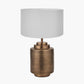 Zuri Antique Brass Metal Pot Table Lamp Base with Harry 40cm Ivory Cotton Mix Cylinder Lampshade