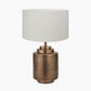 Zuri Antique Brass Metal Pot Table Lamp Base with Henry 40cm White Handloom Cylinder Lampshade