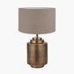 Zuri Antique Brass Metal Pot Table Lamp Base with Edward 40cm Natural Linen Cylinder Lampshade