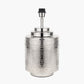 Zuri Shiny Silver Metal Pot Table Lamp Base with Lino 40cm White Self Lined Linen Cylinder Lampshade