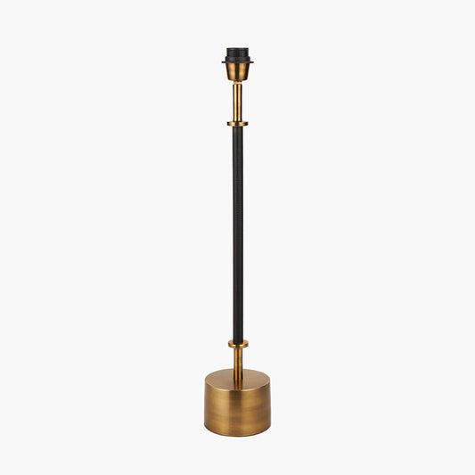 Antoine Black Croc and Antique Brass Metal Table Lamp Base with Lyndon 35cm Black Silk Mix Knife Pleat Tapered Lampshade