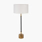 Antoine Black Croc and Antique Brass Metal Table Lamp Base with Henry 30cm White Handloom Cylinder Lampshade