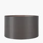 Emilia White Ribbed Glass and Gold Metal Oval Table Lamp Base with Zara 35cm Steel Grey Silk Lined Cylinder Lampshade