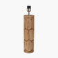 Aurelia Embossed Natural Wood Tall Table Lamp Base with Lino 35cm White Self Lined Linen Cylinder Lampshade