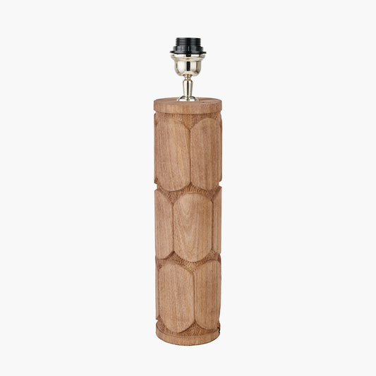 Aurelia Embossed Natural Wood Tall Table Lamp Base