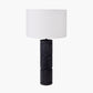 Aurelia Embossed Black Wood Tall Table Lamp Base with Lino 35cm White Self Lined Linen Cylinder Lampshade