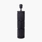 Aurelia Embossed Black Wood Tall Table Lamp Base with Lino 35cm White Self Lined Linen Cylinder Lampshade