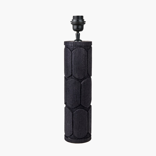 Aurelia Embossed Black Wood Tall Table Lamp Base