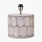 Cezara Embossed Grey Wood Wide Table Lamp Base with Edward 35cm Natural Linen Cylinder Lampshade