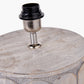 Cezara Embossed Grey Wood Wide Table Lamp Base with Lino 35cm Black Self Lined Linen Cylinder Lampshade