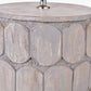 Cezara Embossed Grey Wood Wide Table Lamp Base with Lino 35cm Black Self Lined Linen Cylinder Lampshade