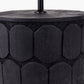 Cezara Embossed Black Wood Wide Table Lamp Base with Lino 35cm Black Self Lined Linen Cylinder Lampshade