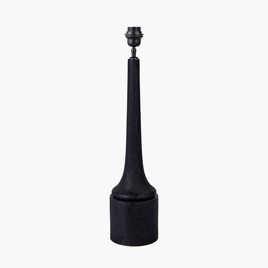 Marin Black Wood Tall Neck Table Lamp Base with Edward 40cm Natural Linen Cylinder Lampshade