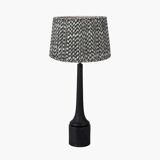 Marin Black Wood Tall Neck Table Lamp Base with Vienna 40cm Black Chevron Mushroom Pleat Lampshade
