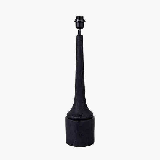Marin Black Wood Tall Neck Table Lamp Base with Vienna 40cm Black Chevron Mushroom Pleat Lampshade