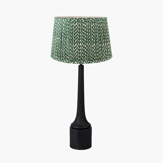 Marin Black Wood Tall Neck Table Lamp Base with Vienna 40cm Forest Green Chevron Mushroom Pleat Lampshade