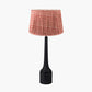 Marin Black Wood Tall Neck Table Lamp Base with Vienna 40cm Red Chevron Mushroom Pleat Lampshade