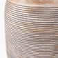 Nelu Grey Engraved Wood Dome Table Lamp Base with Lino 35cm Black Self Lined Linen Cylinder Lampshade