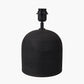 Nelu Black Engraved Wood Dome Table Lamp Base with Henry 35cm White Handloom Cylinder Lampshade