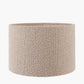 Nelu Black Engraved Wood Dome Table Lamp Base with Rouen 35cm Taupe Boucle Cylinder Lampshade