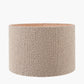 Nelu Black Engraved Wood Dome Table Lamp Base with Rouen 35cm Taupe Boucle Cylinder Lampshade