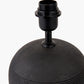 Nelu Black Engraved Wood Dome Table Lamp Base with Rouen 35cm White Boucle Cylinder Lampshade