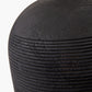 Nelu Black Engraved Wood Dome Table Lamp Base with Lino 35cm Grey Self Lined Linen Cylinder Lampshade