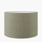 Nelu Natural Engraved Wood Dome Table Lamp Base with Edward 35cm Pistachio Green Linen Cylinder Lampshade