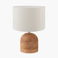 Nelu Natural Engraved Wood Dome Table Lamp Base with Rouen 35cm White Boucle Cylinder Lampshade