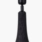 Ioan Black Engraved Wood Bottle Table Lamp Base with Izara 40cm Racing Green Ikat Patterned Mushroom Pleat Tapered Lampshade