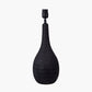 Ioan Black Engraved Wood Bottle Table Lamp Base with Lino 40cm White Self Lined Linen Cylinder Lampshade