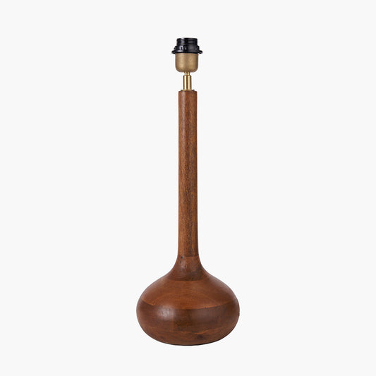 Toma Oiled Wood Tall Neck Table Lamp Base with Henry 40cm Tobacco Handloom Cylinder Lampshade