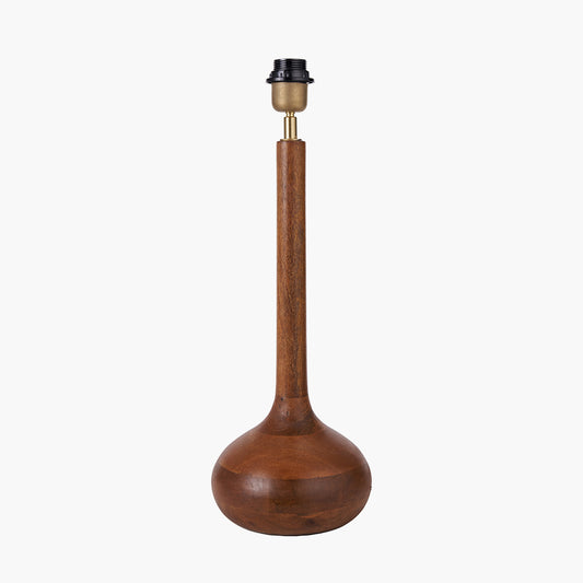 Toma Oiled Wood Tall Neck Table Lamp Base with Izara 35cm Racing Green Ikat Patterned Mushroom Pleat Tapered Lampshade